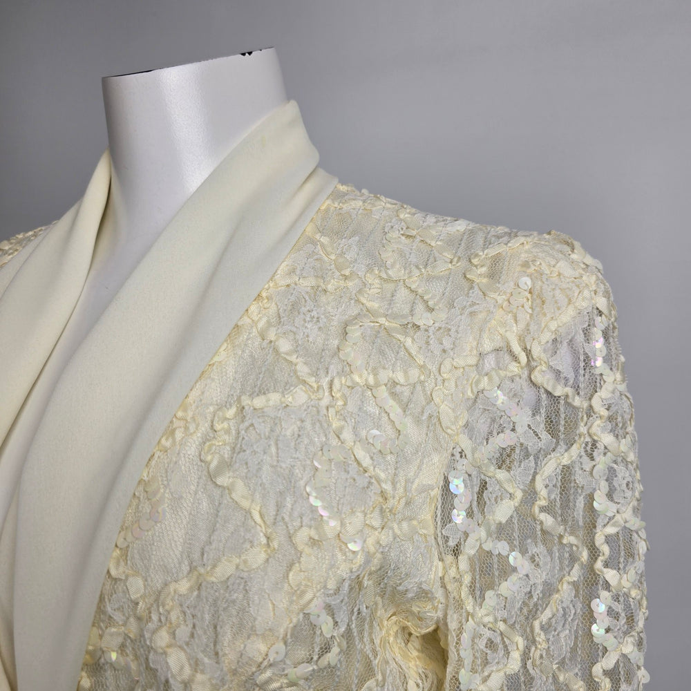 Vintage Lori Ann Cream Lace Blouse & Skirt Set Size 12