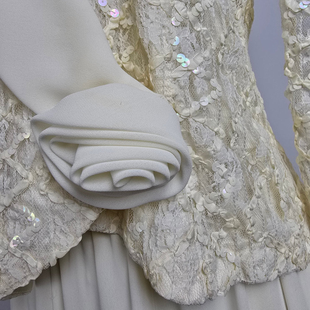 Vintage Lori Ann Cream Lace Blouse & Skirt Set Size 12