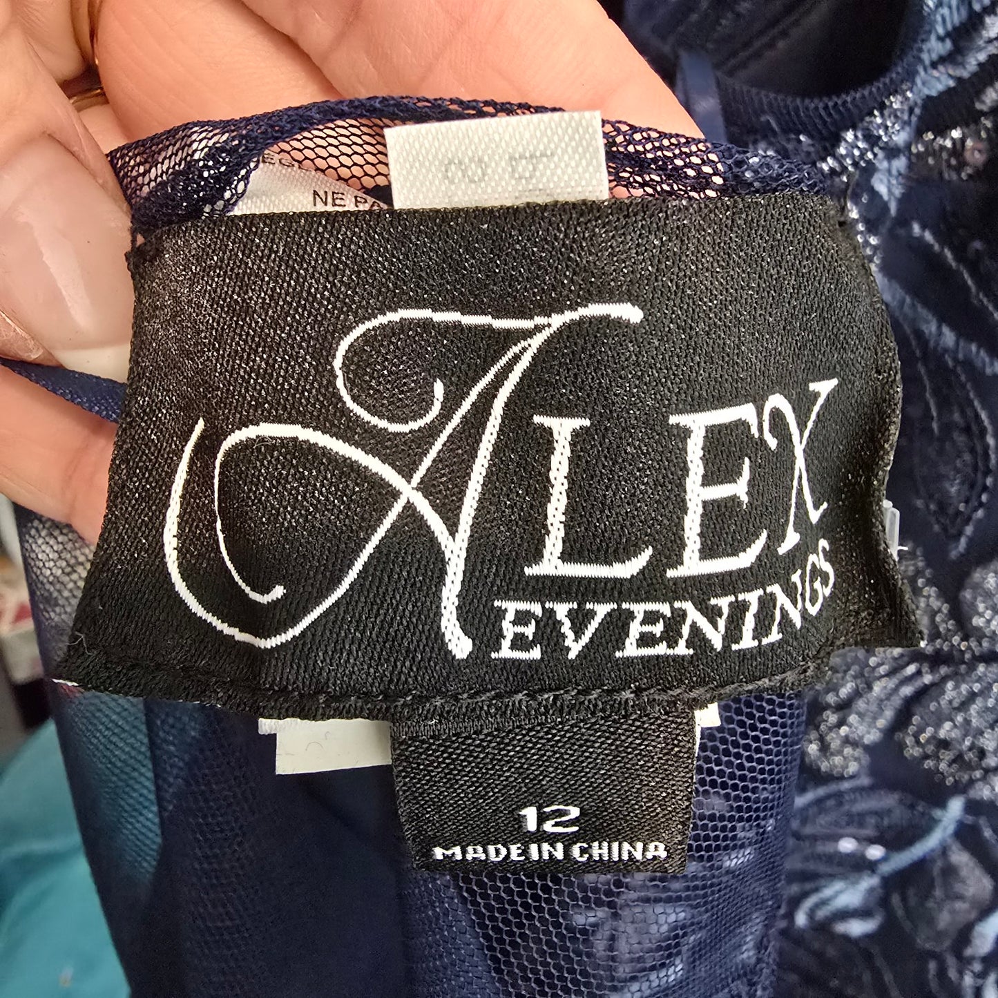 Alex Evenings Blue Lace Long Eventwear Gown Size 12