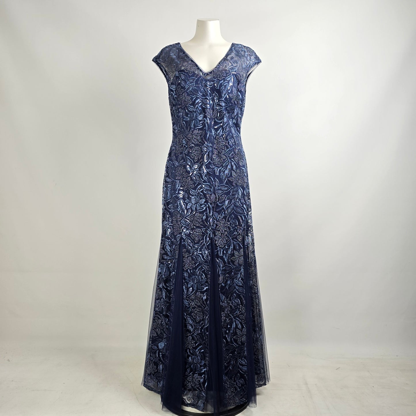 Alex Evenings Blue Lace Long Eventwear Gown Size 12
