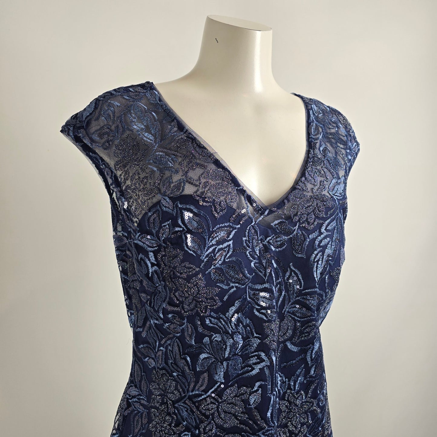 Alex Evenings Blue Lace Long Eventwear Gown Size 12