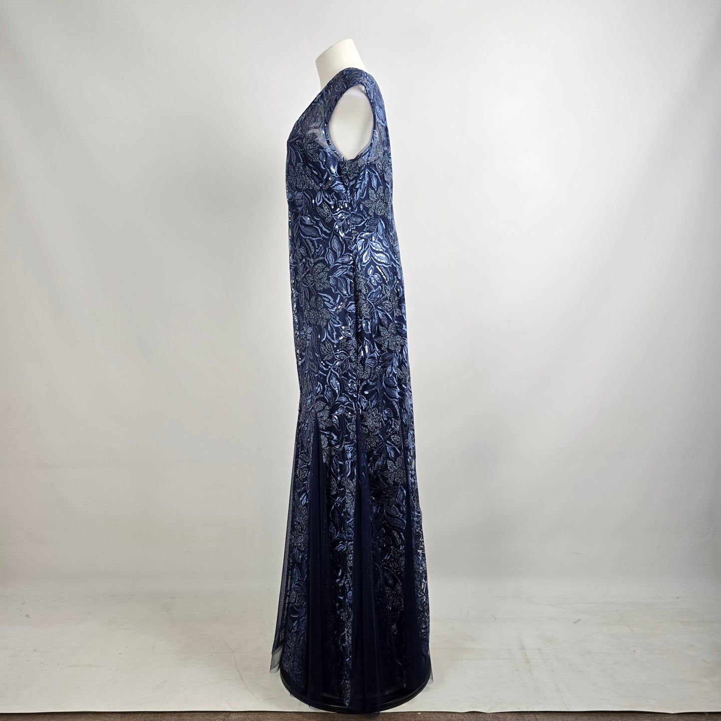 Alex Evenings Blue Lace Long Eventwear Gown Size 12