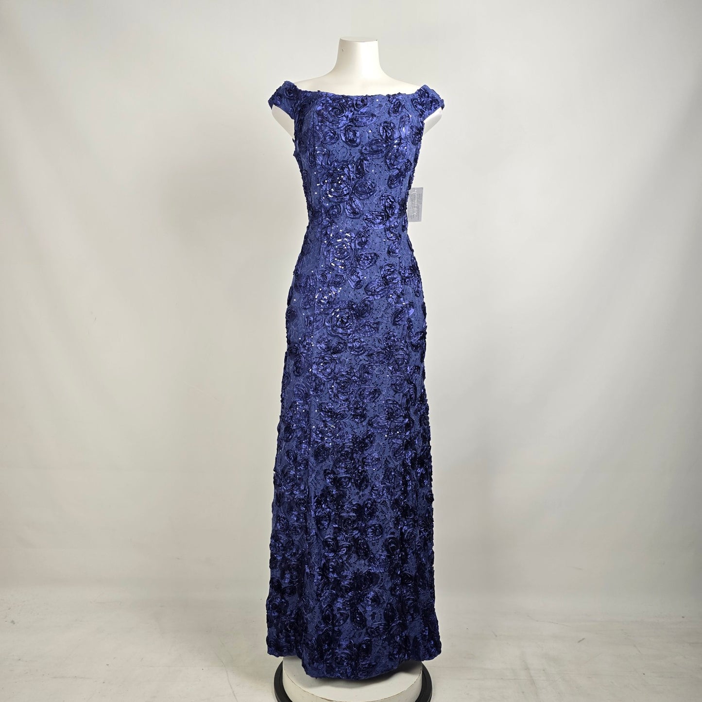 Alex Evenings Blue Floral Long Eventwear Gown Size 12