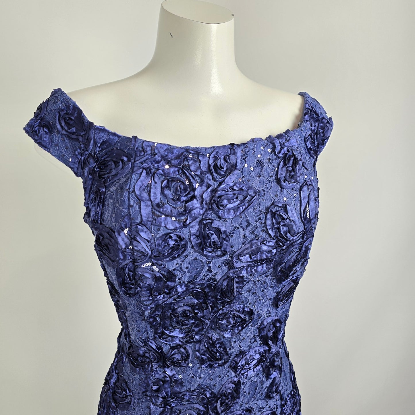 Alex Evenings Blue Floral Long Eventwear Gown Size 12