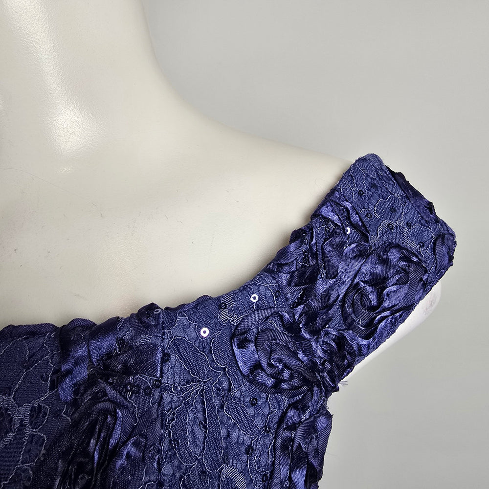 Alex Evenings Blue Floral Long Eventwear Gown Size 12