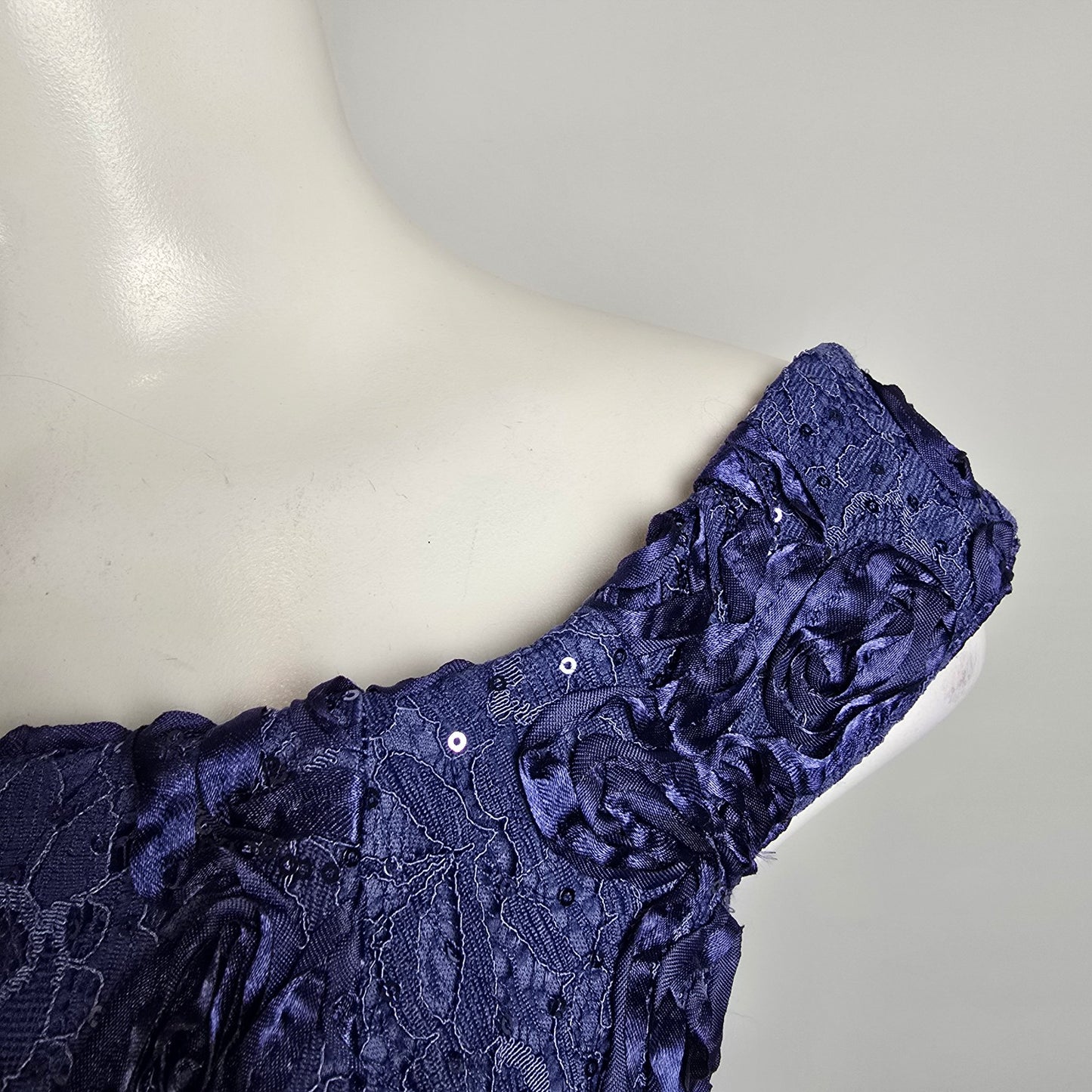 Alex Evenings Blue Floral Long Eventwear Gown Size 12