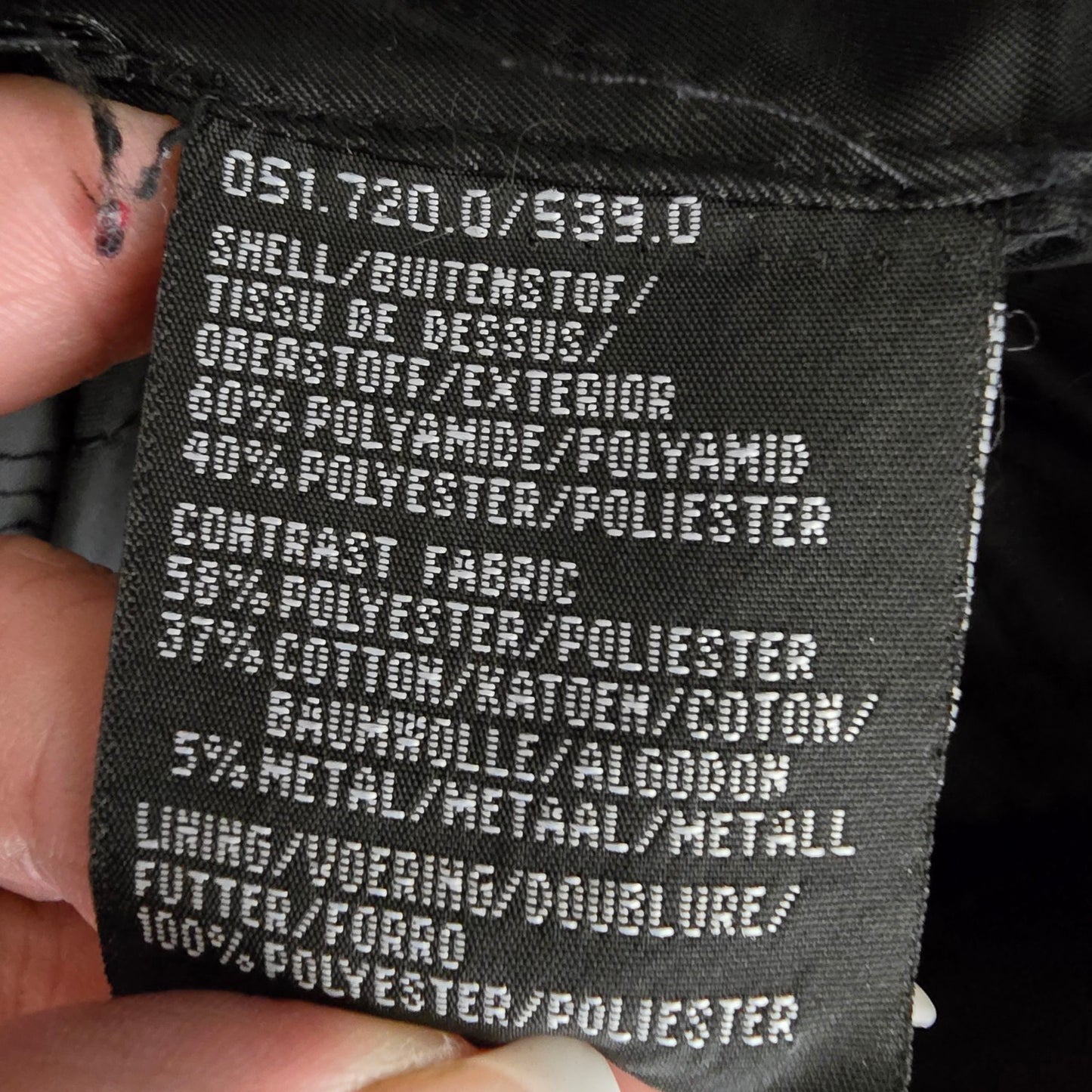 Green Stone Long Black Nylon Jacket Size 6