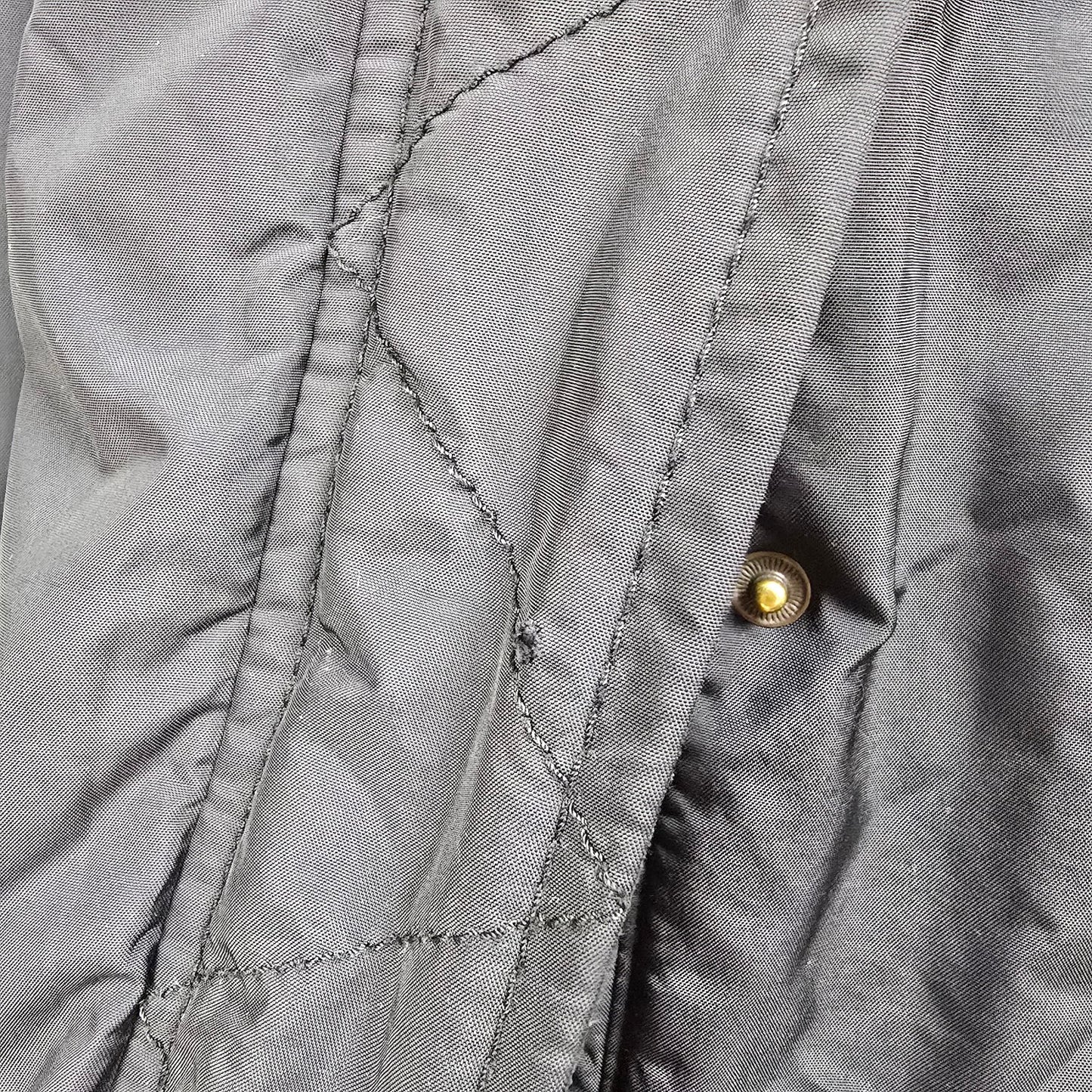 Green Stone Long Black Nylon Jacket Size 6