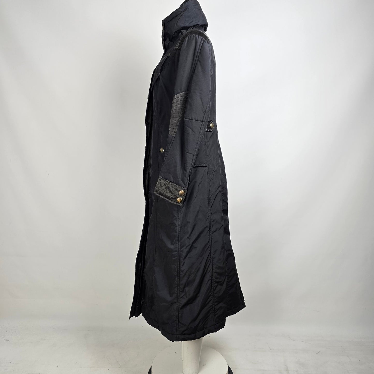 Green Stone Long Black Nylon Jacket Size 6