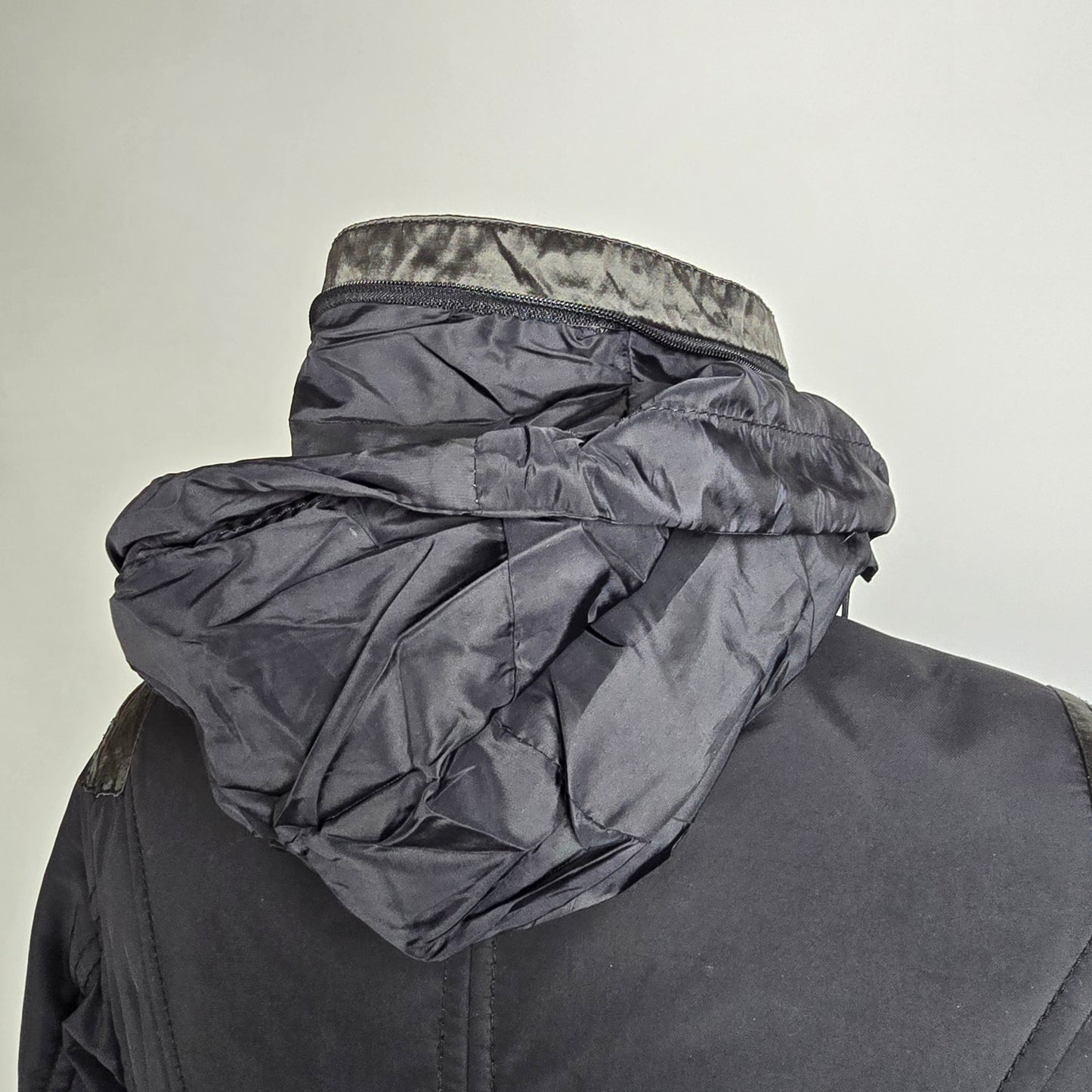 Green Stone Long Black Nylon Jacket Size 6