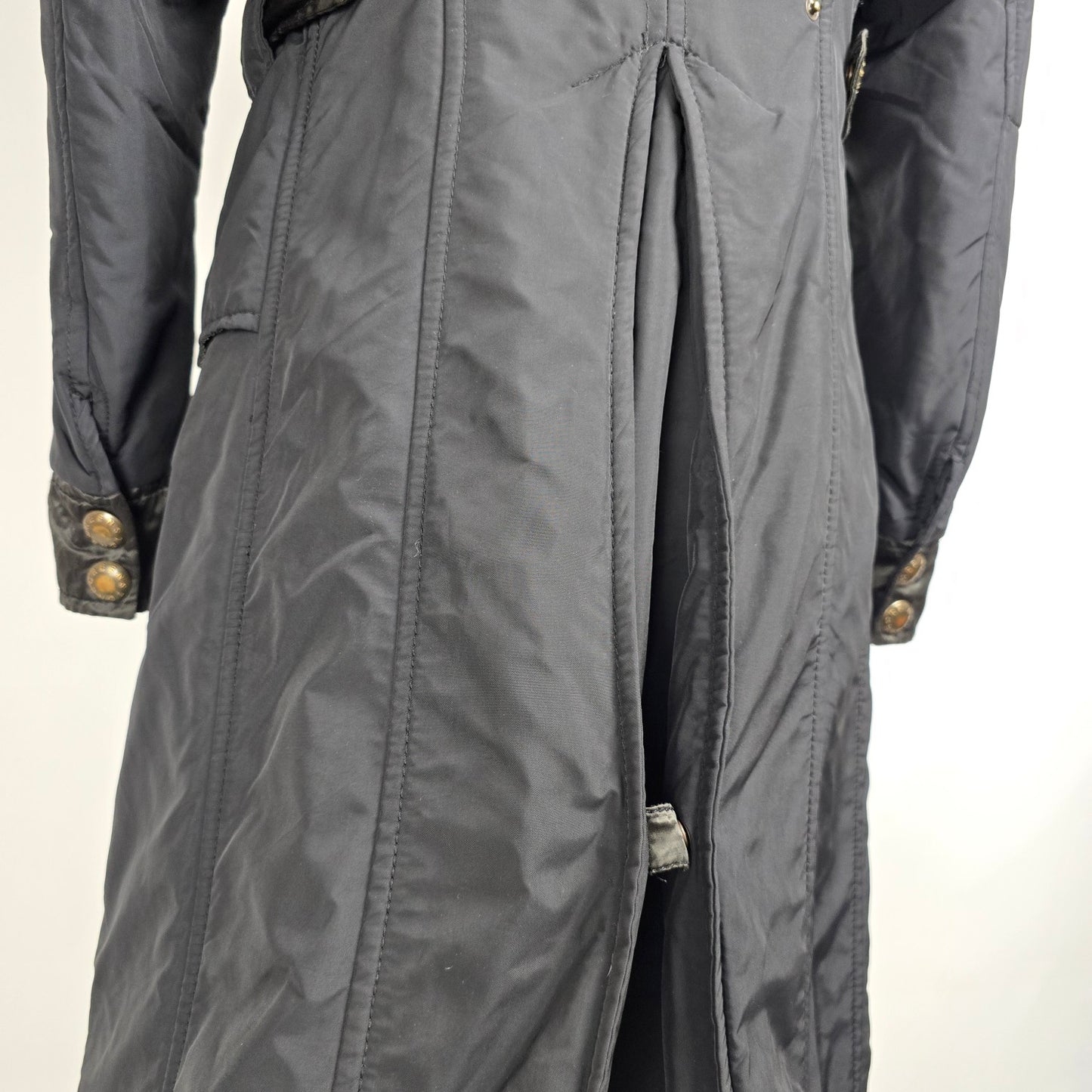 Green Stone Long Black Nylon Jacket Size 6