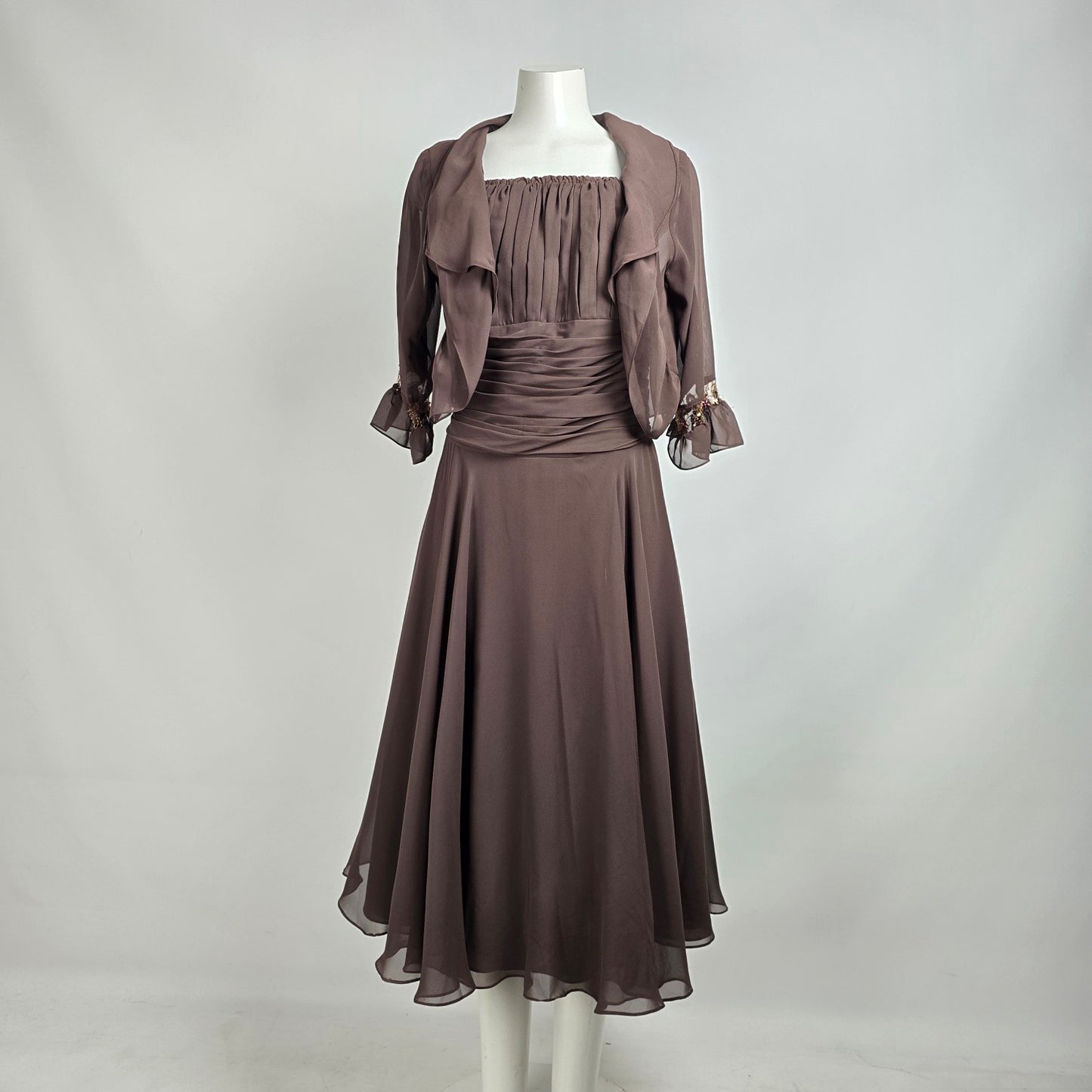 B2 Brown Mother Of the Bride Midi Dress With Jacket Size 22