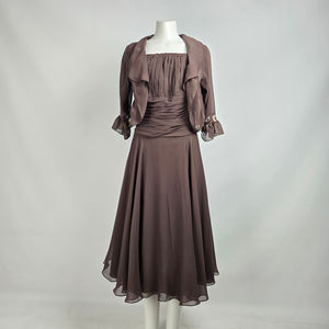B2 Brown Mother Of the Bride Midi Dress With Jacket Size 22