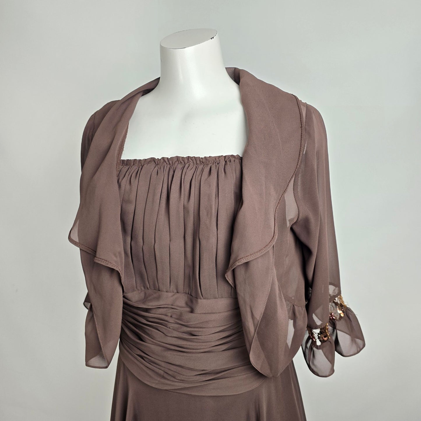 B2 Brown Mother Of the Bride Midi Dress With Jacket Size 22