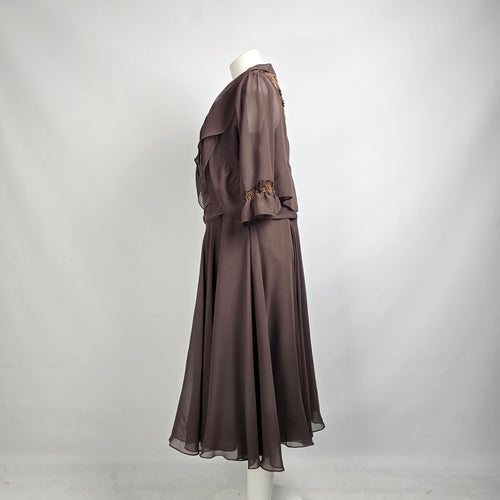 B2 Brown Mother Of the Bride Midi Dress With Jacket Size 22