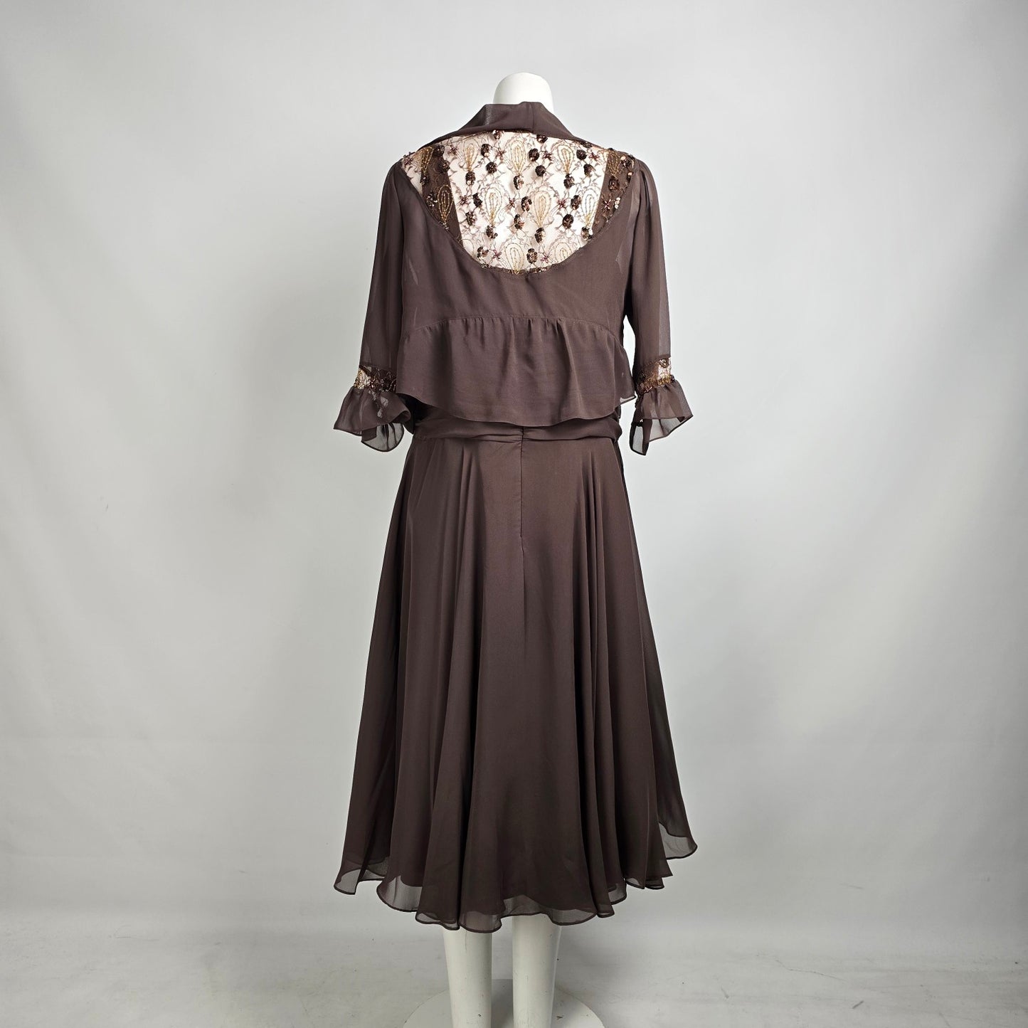 B2 Brown Mother Of the Bride Midi Dress With Jacket Size 22