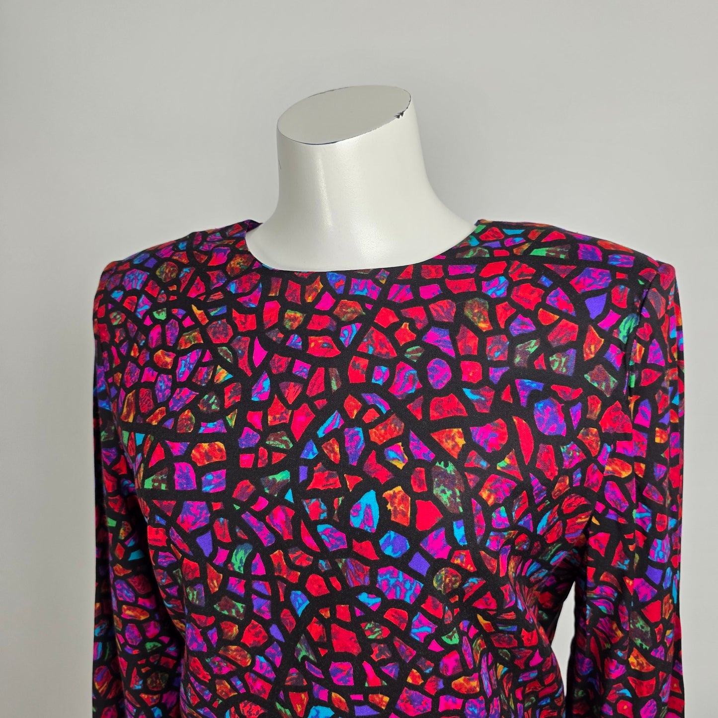 Vintage Pink Stained Glass Print Two Piece Skirt & Top Set Size M