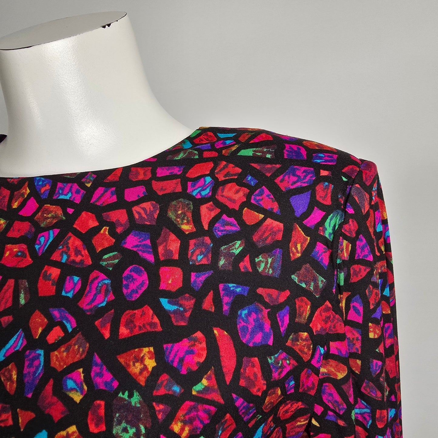 Vintage Pink Stained Glass Print Two Piece Skirt & Top Set Size M