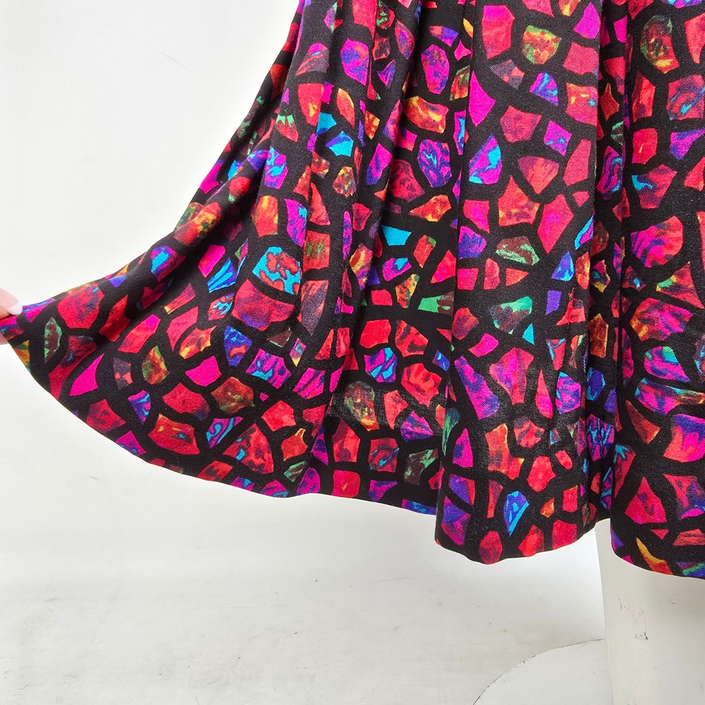 Vintage Pink Stained Glass Print Two Piece Skirt & Top Set Size M