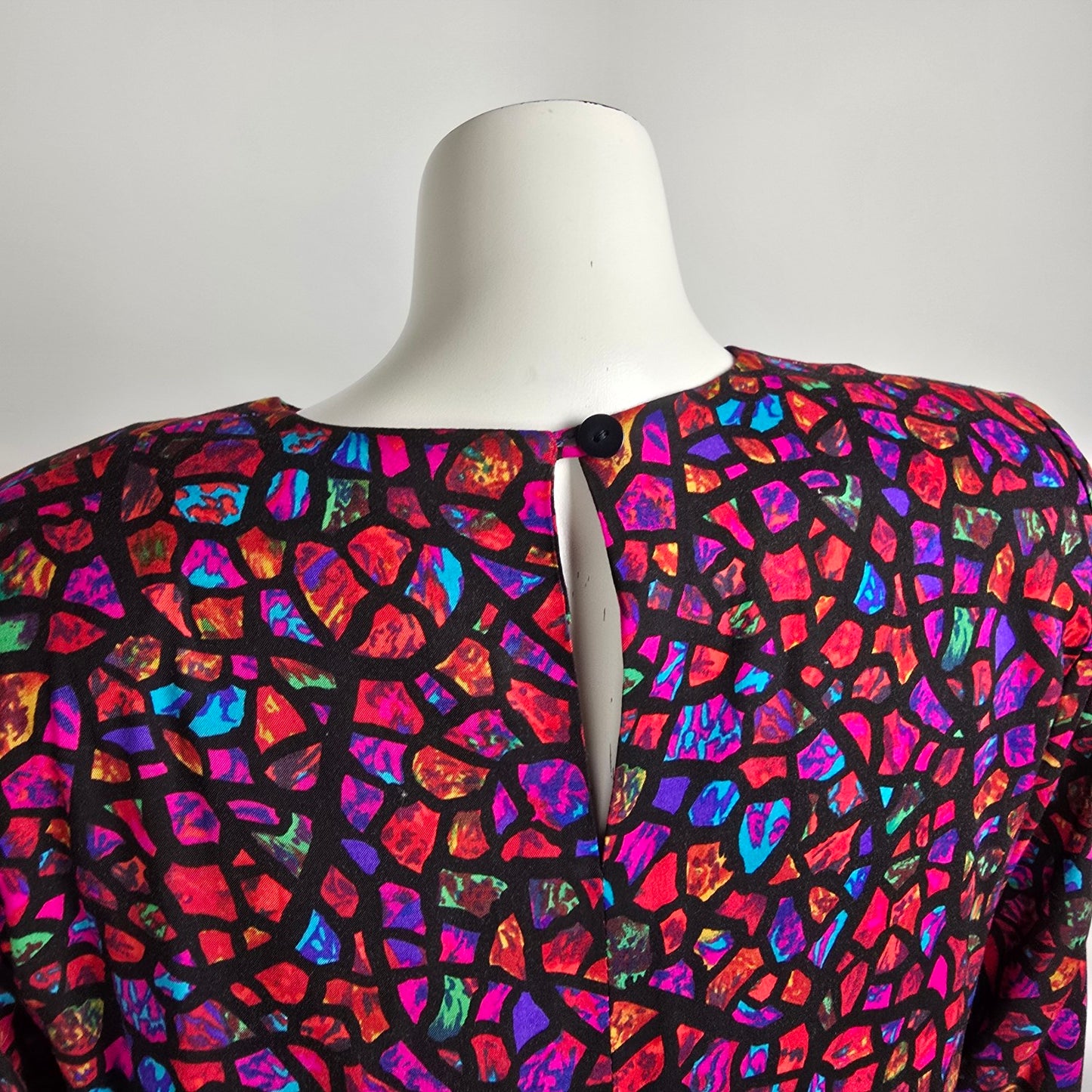 Vintage Pink Stained Glass Print Two Piece Skirt & Top Set Size M