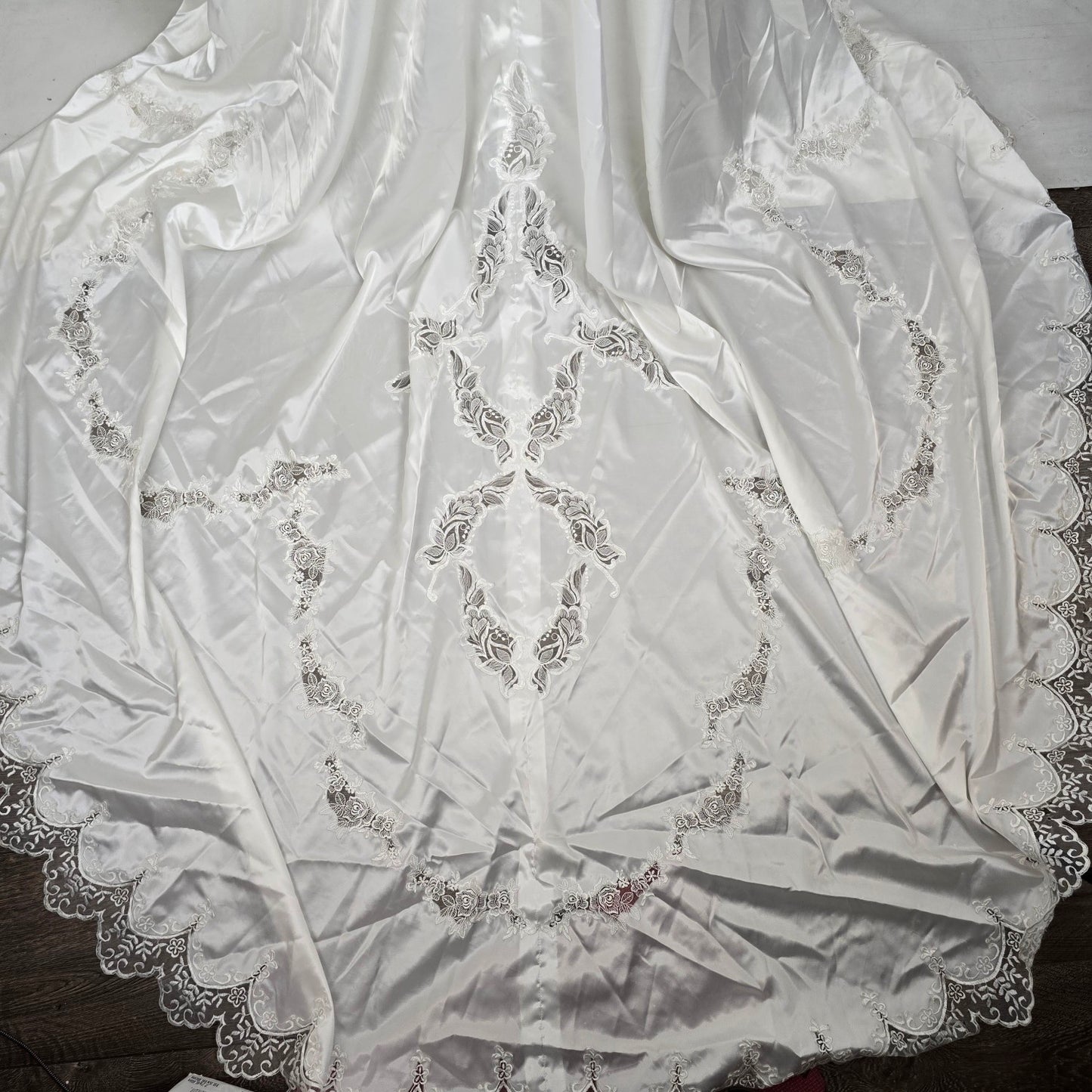 Vintage Alfred Angelo White 80s Puff Sleeve Wedding Dress Size M/L