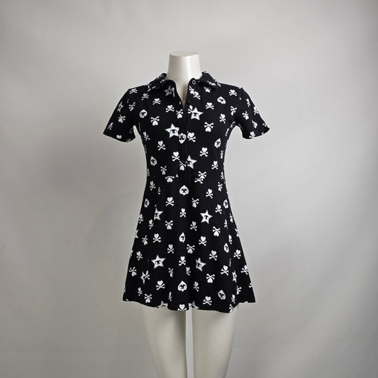 Dolls Kill x Tokidoki Sayonara Sweetheart Black Cotton Shirt Dress Size S