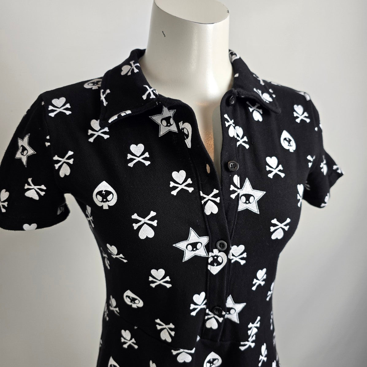 Dolls Kill x Tokidoki Sayonara Sweetheart Black Cotton Shirt Dress Size S