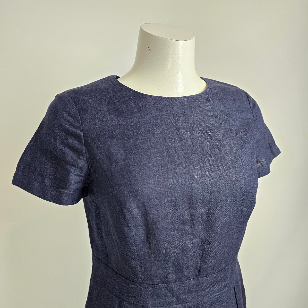 Brooks Brothers Petite Blue Linen Short Sleeve Dress Size 6p