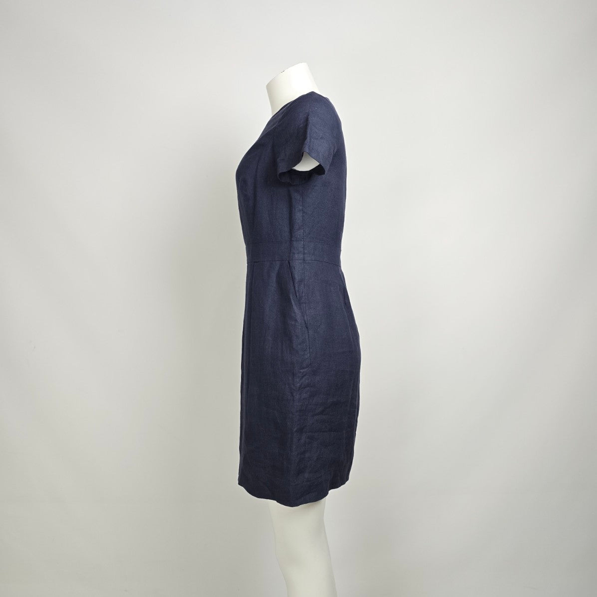 Brooks Brothers Petite Blue Linen Short Sleeve Dress Size 6p