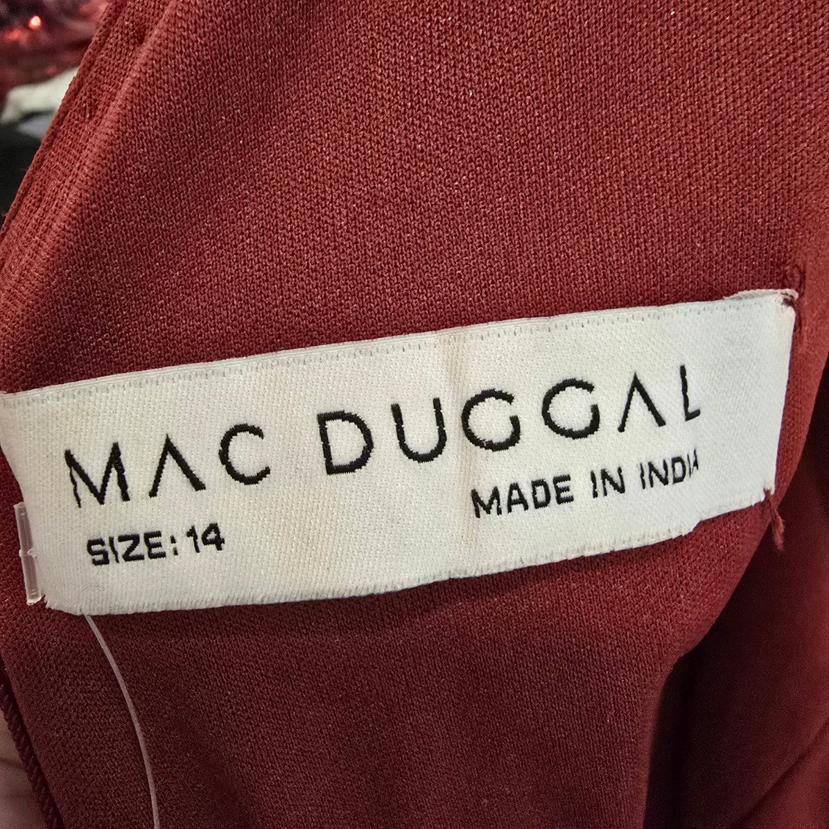 Mac Duggal Burgundy Plunging V Neck Embellished Leaf Gown Size 14