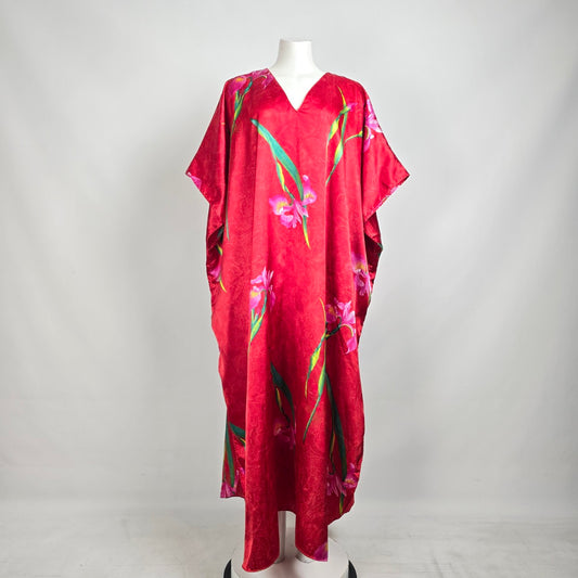 Vintage Winlar Red Floral Kaftan Dress One Size