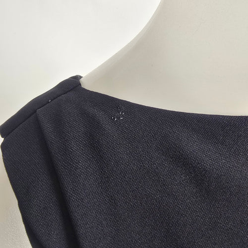 Vintage 1950s Black Boat Neck Rose Detail Cocktail Dress Size S