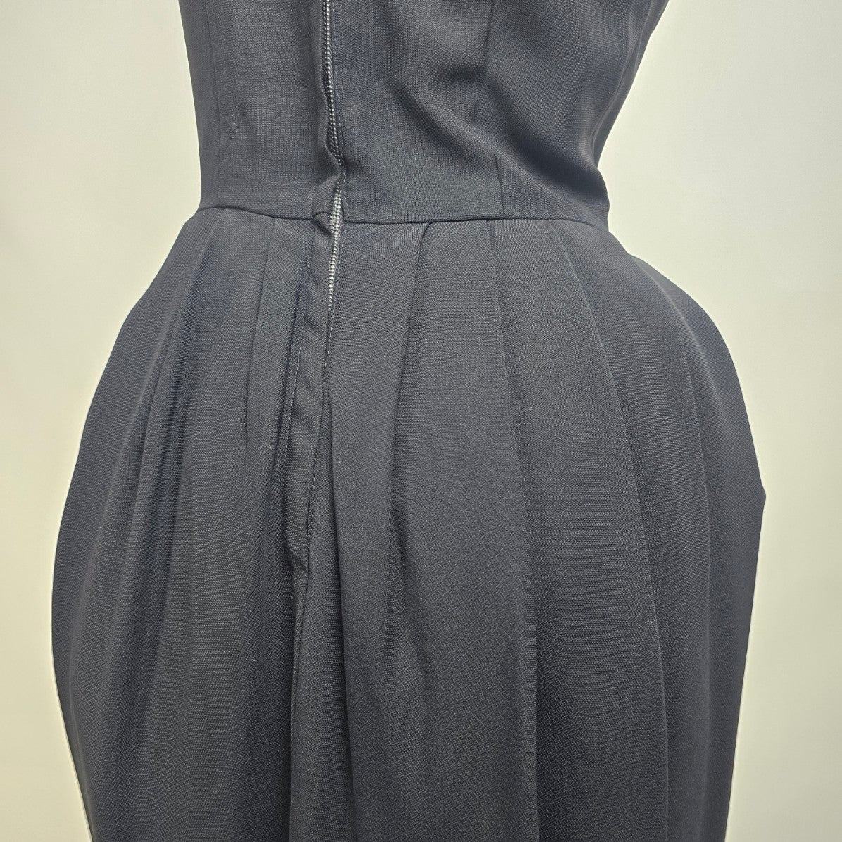 Vintage 1950s Black Boat Neck Rose Detail Cocktail Dress Size S