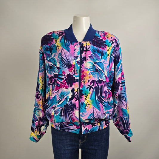 Vintage MP B right Color Floral Zip Up Bomber Jacket Size S