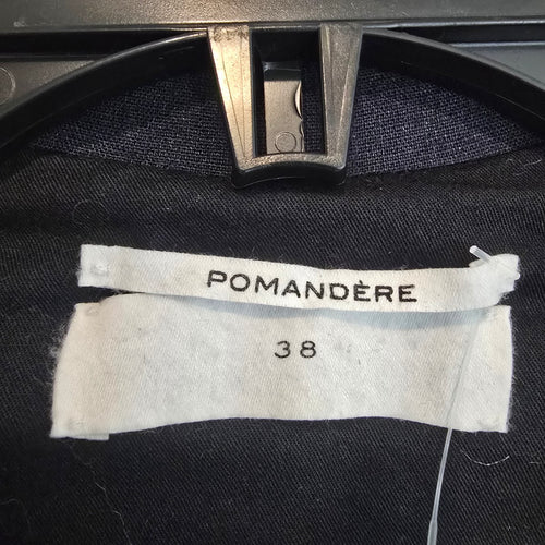 Pomandere Navy Blue Linen Long Button Up Blazer Size 8