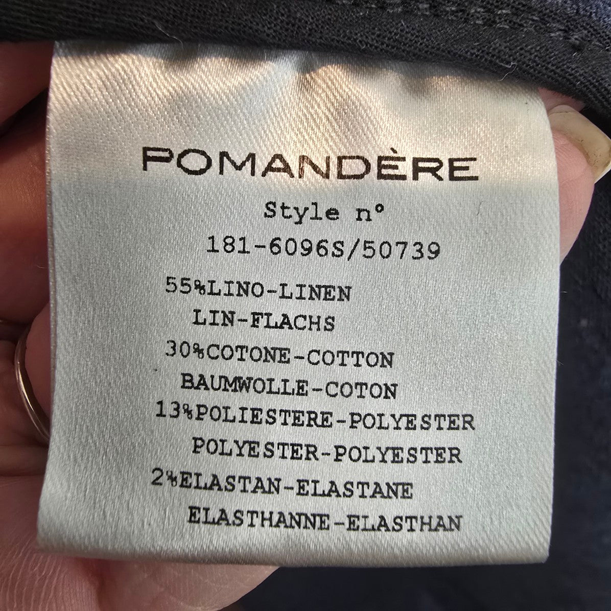 Pomandere Navy Blue Linen Long Button Up Blazer Size 8