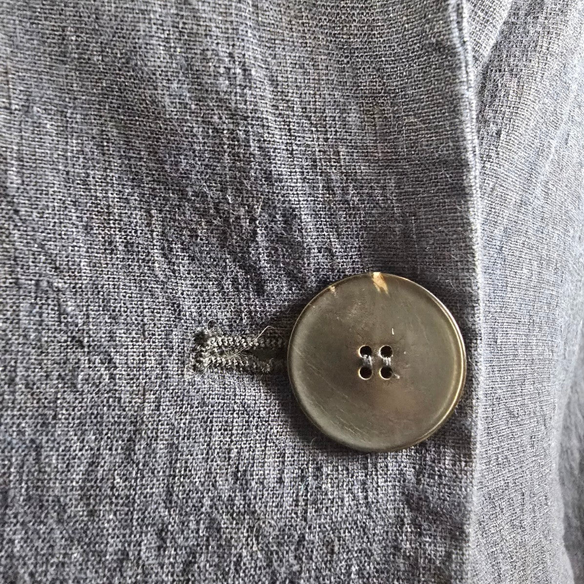 Pomandere Navy Blue Linen Long Button Up Blazer Size 8