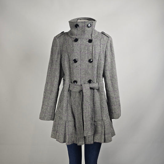 Calvin Klein Black & Purple Tweed Wool Outerwear Jacket Size 14