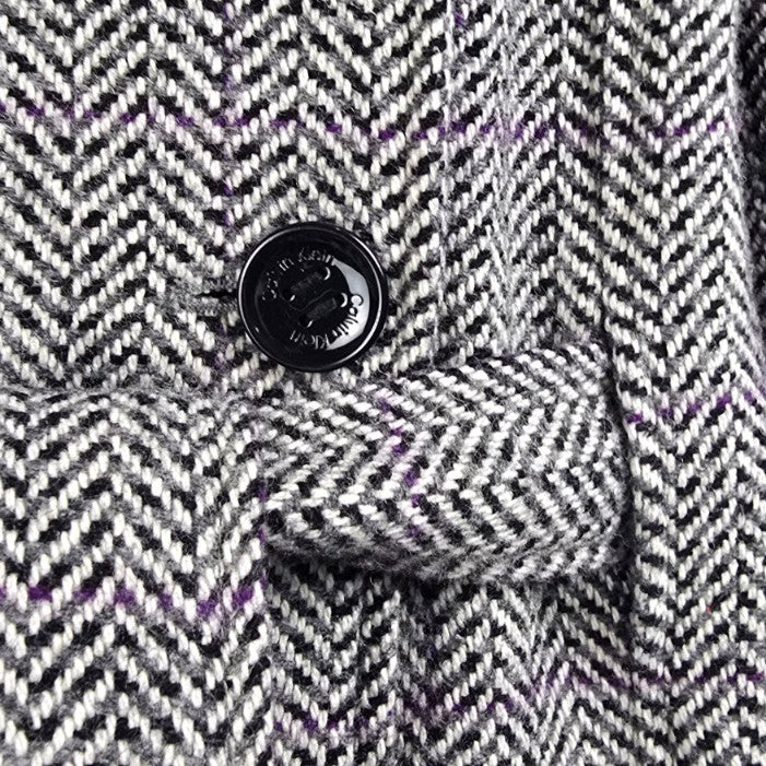 Calvin Klein Black & Purple Tweed Wool Outerwear Jacket Size 14