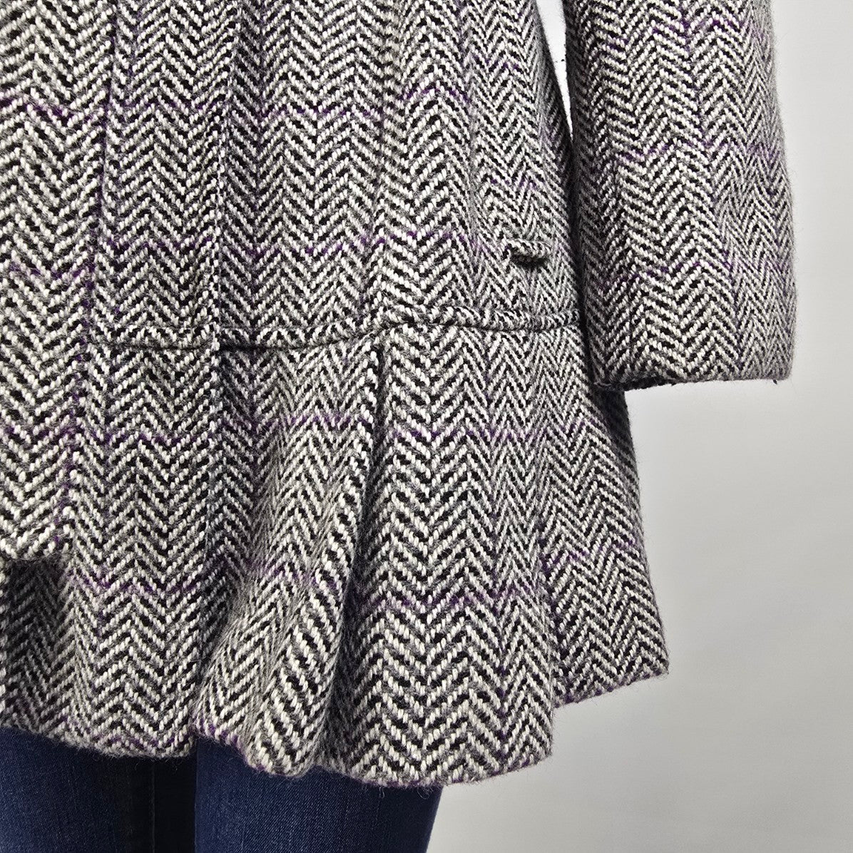 Calvin Klein Black & Purple Tweed Wool Outerwear Jacket Size 14