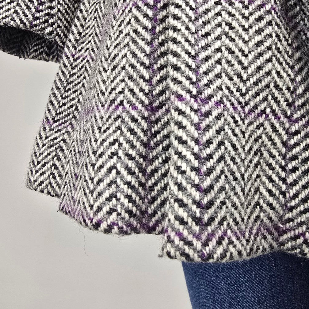 Calvin Klein Black & Purple Tweed Wool Outerwear Jacket Size 14