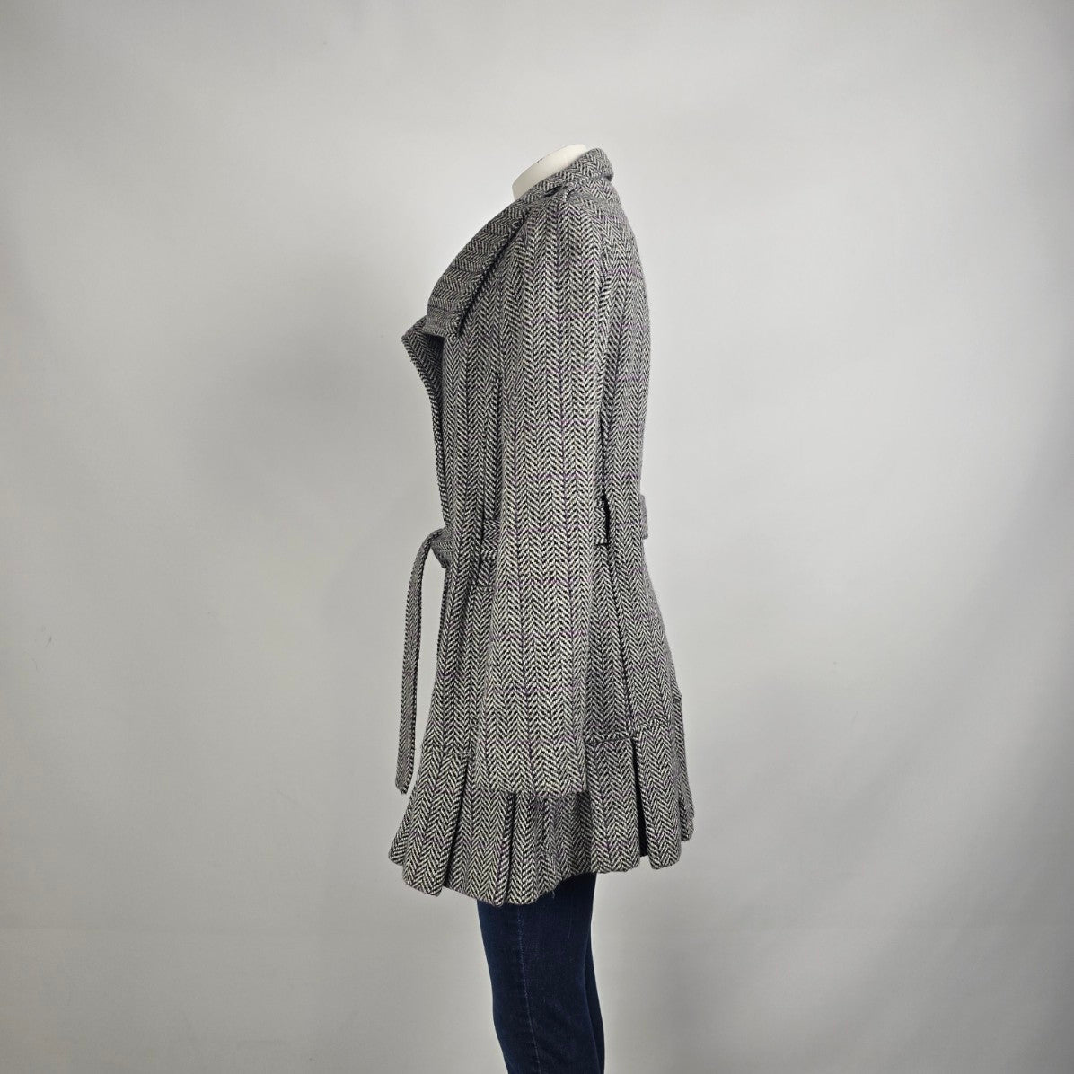 Calvin Klein Black & Purple Tweed Wool Outerwear Jacket Size 14