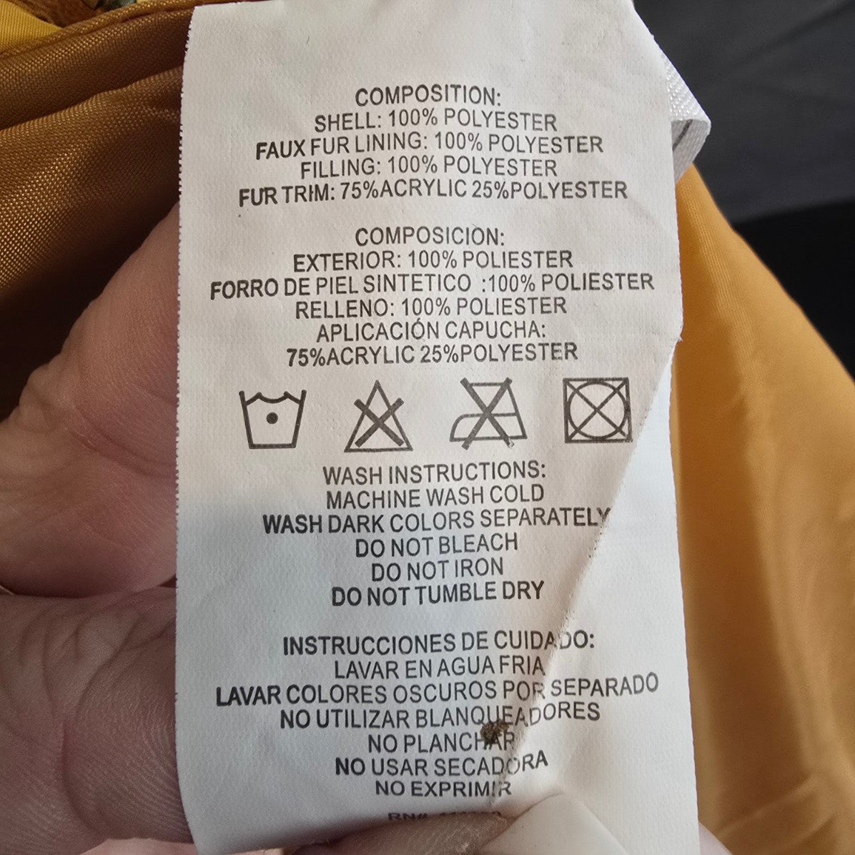 Special One Yellow Puffer Coat Size L