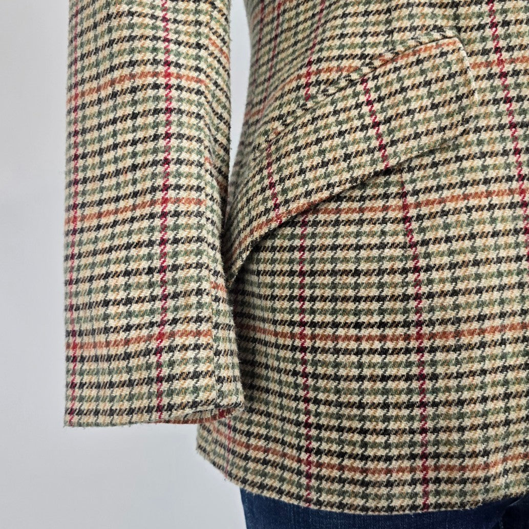 Vintage Ego Fashions Brown Houndstooth Button Blazer Size 7/8
