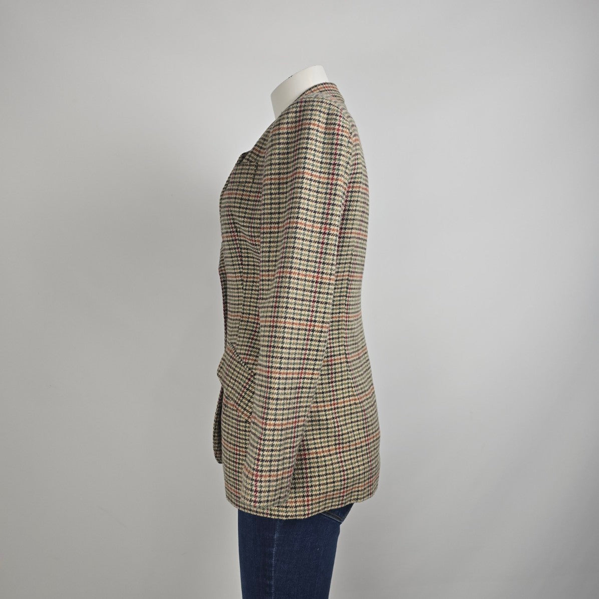 Vintage Ego Fashions Brown Houndstooth Button Blazer Size 7/8