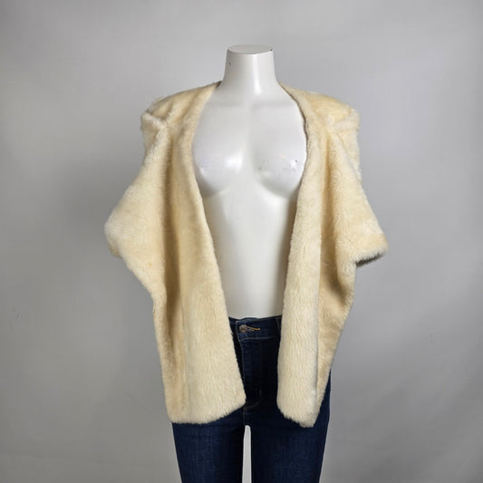 Vintage El Encore of Alatia by Alamac 1960s Cream Faux Fur Capelet Stole