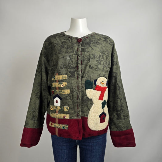 Handmade Christmas Snowman Jacket Size L/XL