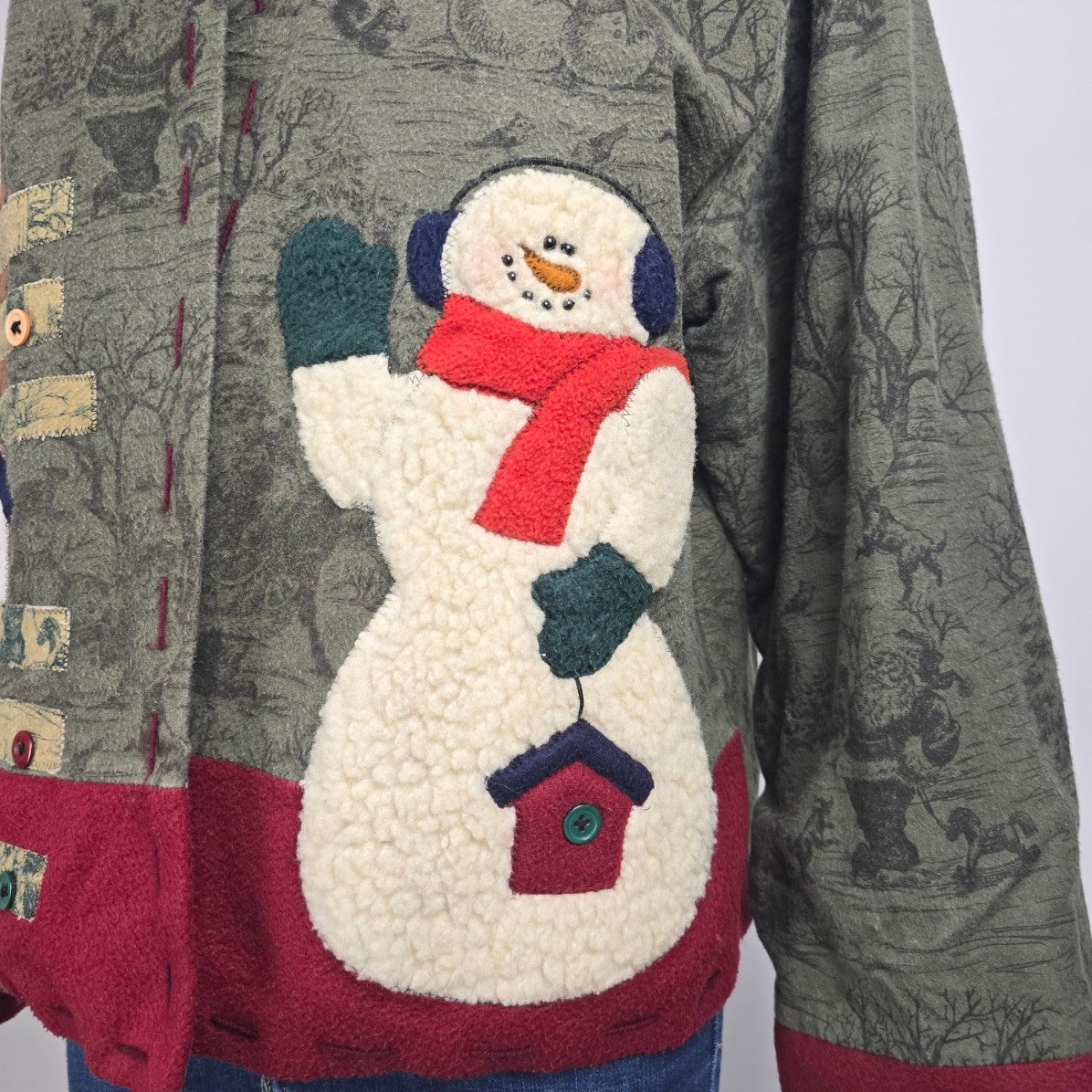 Handmade Christmas Snowman Jacket Size L/XL