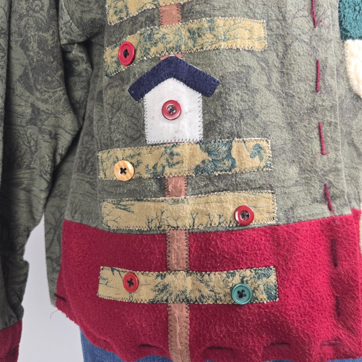 Handmade Christmas Snowman Jacket Size L/XL