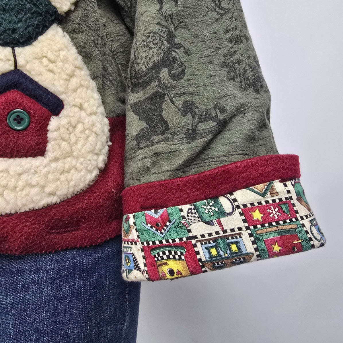 Handmade Christmas Snowman Jacket Size L/XL